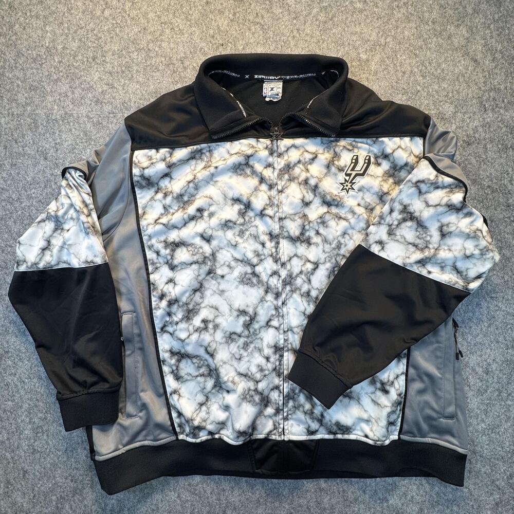 San Antonio Spurs Jacket Mens 3XL Black Marble NBA Basketball Zipway Full Zip